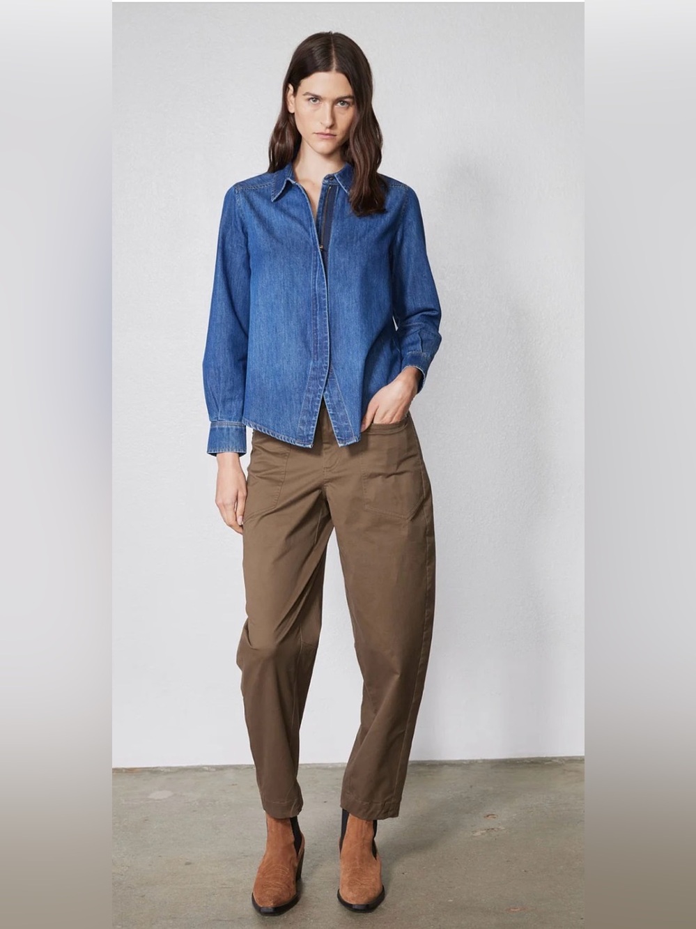 Ruti The Slouchy Soft Twill Pants Dark Taupe Size 2 NWT